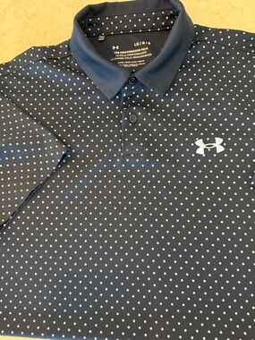 Under Armour Men’s Navy Polo with White Micro Dot Print